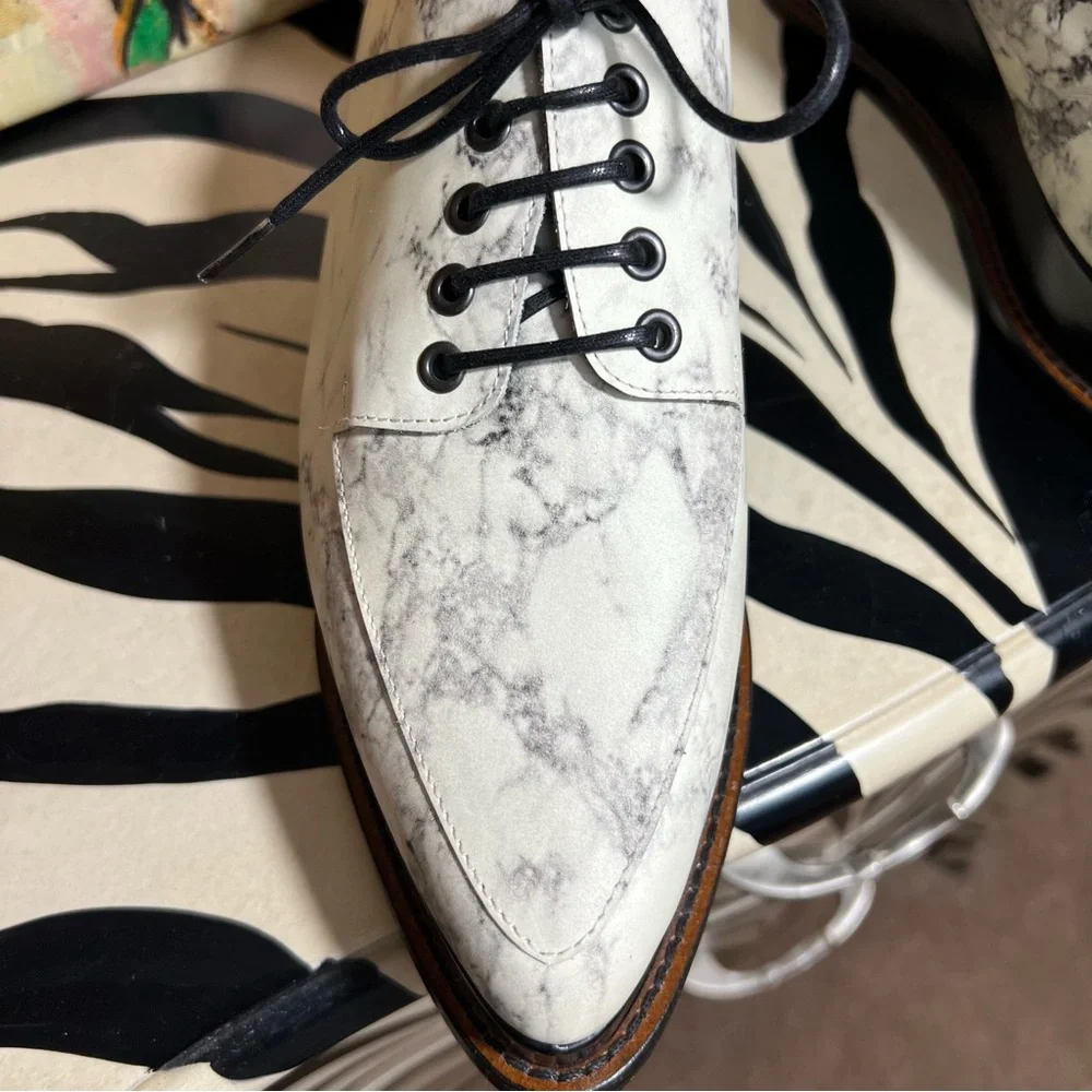 Opening Ceremony-Marble Print Pointed Toe Platform Shoes-7 - Picture 3 of 11